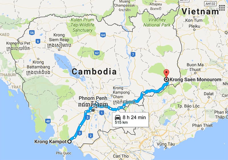Travel from Kampot to Sen Monorom